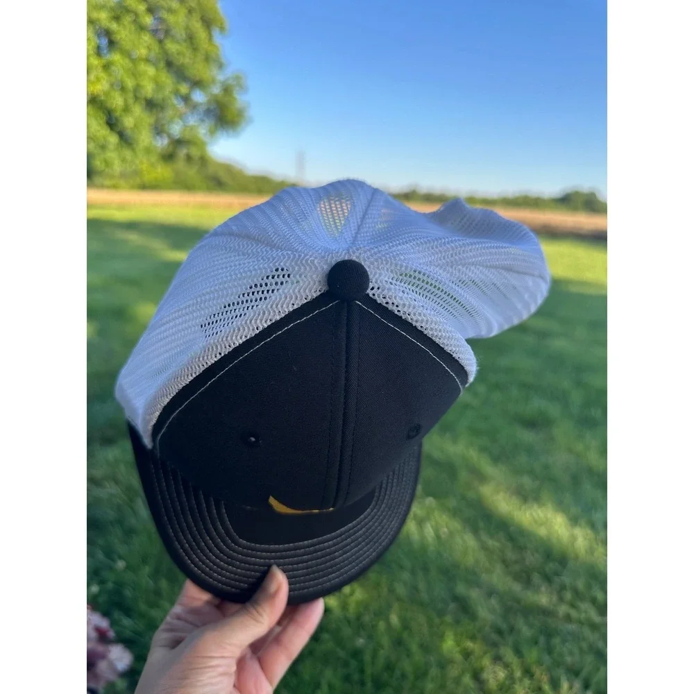 Richardson Trucker fishing Hat Snapback Black Yellow Hummingbird Logo Mesh Cap